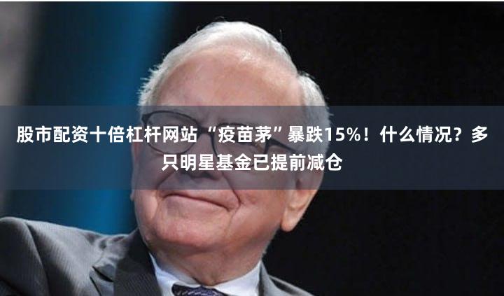 股市配资十倍杠杆网站 “疫苗茅”暴跌15%！什么情况？多只明星基金已提前减仓