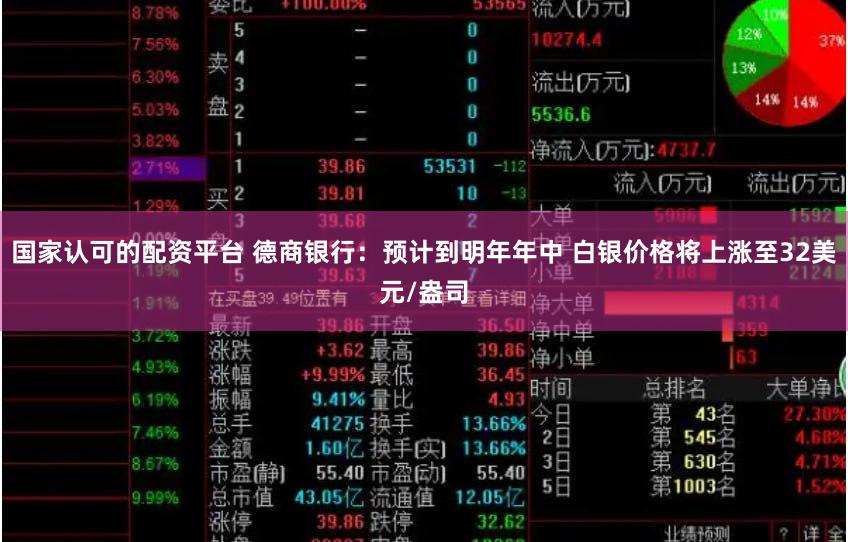 国家认可的配资平台 德商银行：预计到明年年中 白银价格将上涨至32美元/盎司